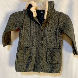 Uniqlo Grey Button Down Sweater with Hood (4T)